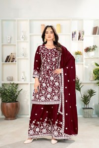 <b>Presenting</b> New Collection Modern Heavy Chinnon Silk Embroidery Sequence Work Top Bottom and Dupatta Set for Party Occasions - Product Image 3