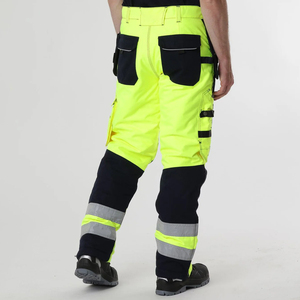 Pantalones de Trabajo de Alta Visibilidad para Hombre, con Rayas Reflectantes, Múltiples Bolsillos, Transpirables, Corte Recto, Estilo Lona de Peso Medio - Product Image 3