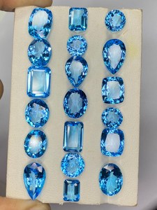 พลอยบลูโทแพซธรรมชาติจากสวิส คละขนาด รูปทรงเหลี่ยมเจียระไน ขนาด 6x8 มม. 8x10 มม. 10x12 มม. 12x16 มม. สำหรับทำเครื่องประดับ - Product Image 2