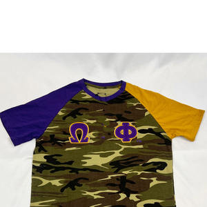 T-shirt décontracté à col rond Omega Psi Phi Fraternity, coupe régulière, 100 % coton respirant, avec logo tricoté personnalisé et motif uni brodé - Product Image 5