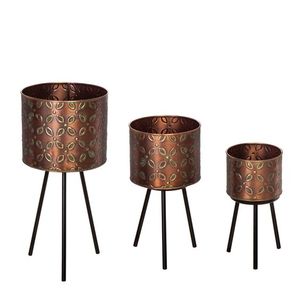 Maceta de Metal con Estampado de Rosas Frescas, con Soporte de Hierro, Forma Redonda, para Decoración Interior y Exterior, Maceta Pequeña - Product Image 5