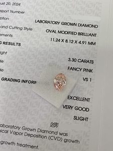 Diamant rose fantaisie cultivé en laboratoire CVD, taille ovale 3,3 carats, clarté VVS, certifié IGI, diamants en vrac pour bijoux, vente en gros CONCEPTION DIA-2-102 - Product Image 5