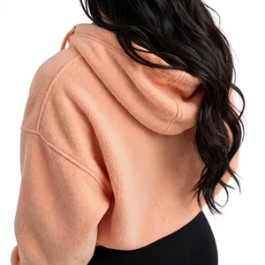 Women Oversized Peach <b>Orange</b> Fleece <b>Hoodie</b> Kangaroo Pocket Long Sleeve Casual Streetwear Pullover <b>Hoodie</b> Custom Manufacturer - Product Image 6