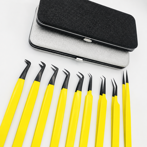 Pince à épiler professionnelle en acier inoxydable pour extensions de cils, à pointe inclinée et courbée, pour isolation de volume, outil durable et écologique - Product Image 4