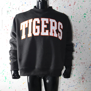 Sweat-shirt à col montant TIGERS BLACK 100% blanc avec broderie appliquée, col large, fils fins - Product Image 1