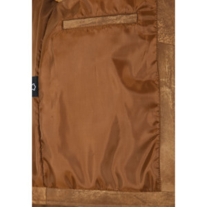 Chaleco acolchado de cuero genuino Napa Buff para hombre, negro, sin mangas, con cuello alto y cremallera, marca privada. - Product Image 4