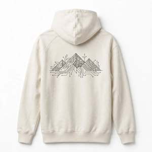 Sweat-shirt à capuche en coton épais avec imprimé graphique circuit imprimé montagne, style streetwear personnalisé, coupe oversize, en polaire, pull d'hiver - Product Image 2