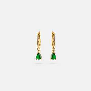 <b>Emerald</b> Green Pear <b>Drop</b> <b>Earrings</b> 925 Sterling Silver 14K Gold Plated Zircon Gemstone High Quality Jewelry for Women Party Gift - Product Image 2