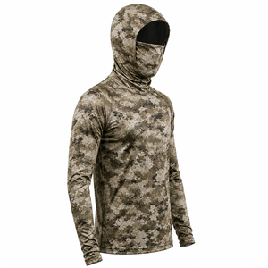 Sudadera con Capucha de Pesca de Manga Larga para Hombre, Camuflaje, Protección Anti-UV, Impresión por Sublimación, Spandex/Poliéster, Transpirable, UPF 50 - Product Image 3