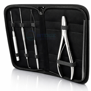 Kit d'outils pour extensions de cheveux, 4 pièces, comprenant une pince à micro-anneaux, une aiguille à boucle et un crochet pour une utilisation professionnelle en salon - Product Image 1