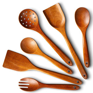 Juego de utensilios de cocina antiadherentes con espátula de madera para preparar comidas, espátulas de madera duraderas, herramientas de cocina - Product Image 6