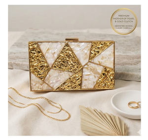 Mini pochette de soirée élégante pour femme, ornée de perles MOP et de métal, avec bandoulière unique, écologique, printemps été automne - Product Image 1