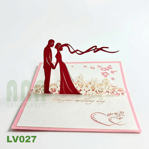 High Quality 3D Handmade Pop-Up Wedding Invitation <b>Card</b> with Envelope Custom Printed Couples Handicraft Christmas <b>Occasions</b> Sale - Product Image 2