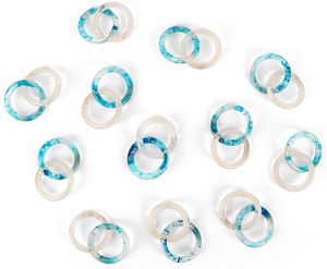 Modern Resin Napkin Rings <b>Set</b> 4.5cm Durable Table Decor Party Accessories Blue White Patterned Ring Shape - Product Image 4