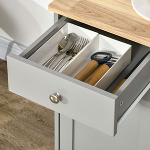Credenza con Ripiani Regolabili e Cassetti, Top in Legno di Gomma, Mobile per Cucina e Bar - Product Image 2