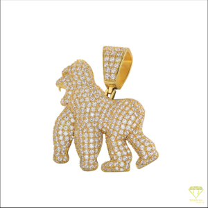 จี้รูปกอริลลาประดับเพชรโมอิสซาไนต์ VVS เงินแท้ 925 สไตล์ฮิปฮอป - Product Image 4