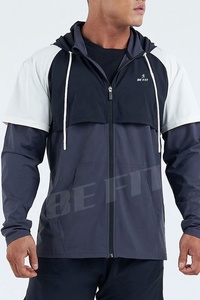 Vente en gros, 100% Polyester, sweat à capuche pour hommes, à manches longues, léger, avec poche, entièrement zippé, vestes de travail - Product Image 4
