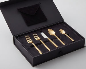 Ensemble de couverts minimalistes en or, finition mate, résistant à la rouille, en métal, parfait pour la vaisselle de mariage - Product Image 6