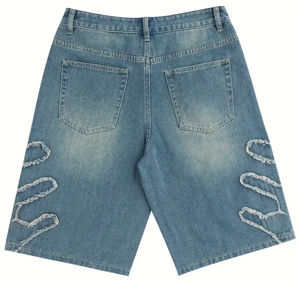 Shorts en jean délavé pour homme, style vintage, streetwear décontracté, coupe ample, en coton, confortables, vêtements d'été pour la ville - Product Image 1