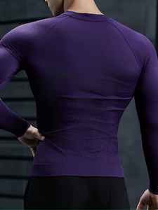 Nueva Camiseta de Compresión de Manga Larga para Hombre, Corte Ajustado, Diseño Estampado Sólido, para Gimnasio, Correr y Actividades al Aire Libre - Product Image 2