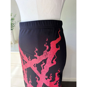 Gothic Women's Black Pencil Skirt Red Flaming Pentagram Graphic Print High <b>Elasticity</b> Midi Skirt Punk Rock Streetwear - Product Image 5
