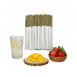 Pajitas Desechables Biodegradables y Compostables de Bambú Certificado, Estilo Clásico DR - Paquete al por Mayor - Product Image 1