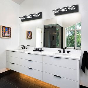 Applique murale LED moderne 3 lumières noir mat pour salle de bain avec abat-jour en acrylique, éclairage haut et bas - Product Image 2