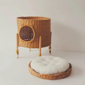 Lit de couchage chic fait main pour petits chiens et chats d'intérieur, panier pour animaux de compagnie en rotin moderne en provenance du Vietnam - Product Image 4