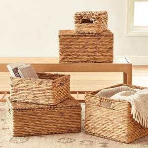 Meilleure vente grand panier de rangement tissé à la main en jacinthe d'eau qualité durable maison blanchisserie vêtements en boîte qualité faite à la main - Product Image 4