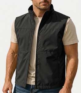 High Quality Men Windproof Cargo Vest Casual Sleeveless Jacket Custom Stand Collar Zipper Pockets Outdoor Body <b>Warmer</b> Wholesale - Product Image 1