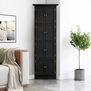 Modern Black <b>Tall</b> <b>Storage</b> Cabinet with 4 Shelves and Doors for Living Room Kitchen Office Bedroom Bathroom - Product Image 3