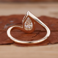 Anillo de compromiso de plata con corte de pera, solitario moderno, diamante cultivado en laboratorio, 3g-6g, unisex, para fiesta