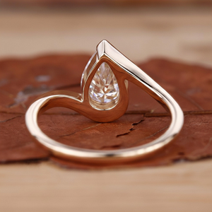 Pear Cut Bypass Engagement <b>Ring</b> <b>Silver</b> Modern Solitaire Lab Grown Diamond for Unisex Party - Product Image 2
