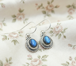 Vintage Blue <b>Fire</b> Labradorite Gemstone Drop Earrings 925 Sterling Silver Rose Gold & Yellow Gold Plated Handmade Jewelry Women - Product Image 1