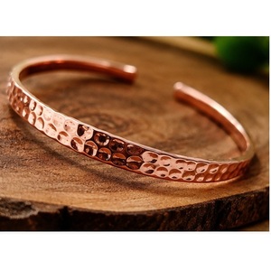 Copper Flat Cuff Bracelet Handcrafted Solid Copper Bangle Wholesale Modern Men's Solid Copper Wide Flat Cuff Bracelet Minimalist - Product Image 3