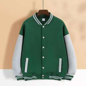 Veste universitaire unisexe bordeaux et blanc, style preppy, boutonnée, coupe classique, col montant, couleur unie, coupe-vent, idéale pour l'hiver - Product Image 4