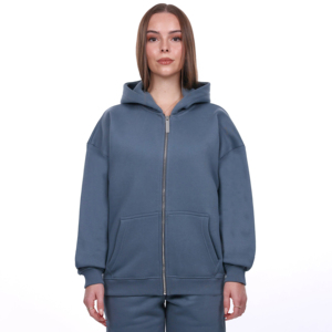 Women hoodie zipper front soft fleece interior full zip design adjustable hood long sleeves side pockets daily winter clothing - Product Image 4