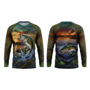 Maillot de pêche personnalisé 100% polyester respirant à séchage rapide, haute qualité, sublimé, manches longues, protection UV, antibactérien - Product Image 1