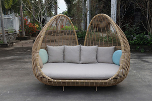 Ensemble de lit de jour extérieur PRSF-214 en polyrotin écologique, imperméable, design asiatique, durable, pour salle de sport, atelier, hôtel, salon - Product Image 4