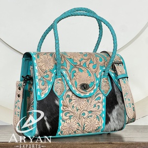 2026 Elegant & Durable Luxury Tooled Leather Cowhide Handbag for Women's Genuine Leather Crossbody <b>Tote</b> Bag Purse Satchel Bags - Product Image 1
