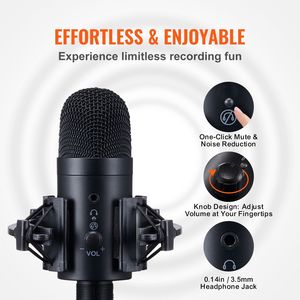 Kit Microfono USB Professionale 192kHz/24 Bit, Microfono a Condensatore con Braccio Regolabile, Filtro Anti-Pop, Supporto Anti-Shock, Pulsante Mute - Product Image 3