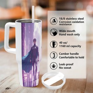 Stainless Steel Tumbler 40oz With Handle For <b>Coffee</b> And Tea Travel Use - Product Image 5