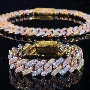 Bracelet tennis hip-hop pour homme, plaqué or, diamants synthétiques (coupés brillants multicolores, cultivés en laboratoire) certifiés IGI, entièrement pavé - Product Image 1