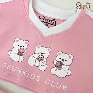 ชุดเสื้อครอปและกระโปรงลายหมีสำหรับเด็กผู้หญิง SeunKids ผ้าคอตตอนริบถัก 100% สำหรับใส่หน้าร้อน ราคาโรงงาน - Product Image 5