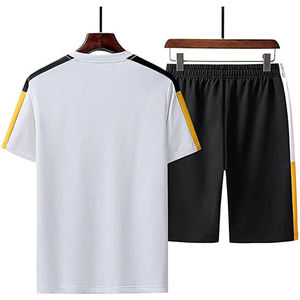 Summer Men Short Sets Two Piece Shorts and T Shirt Set Solid Color Casual Mens Clothing Short Sets - Product Image 6