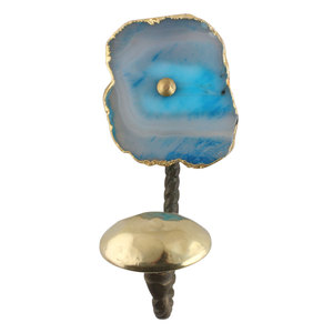 Gancho de Pared de Piedra de Ágata Turquesa Hecho a Mano, Gancho Dorado para Colgar en la Pared, Gancho Resistente para Sombreros, Bolsos y Ropa - Product Image 1
