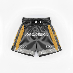 Short d'entraînement professionnel de Muay Thai pour hommes et femmes, short classique de kickboxing thaïlandais en tissu satiné premium. - Product Image 2