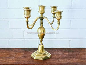 Bougeoir vintage à 5 bras en laiton, fait à la main, personnalisable, décoration de Noël pour la maison - Product Image 6