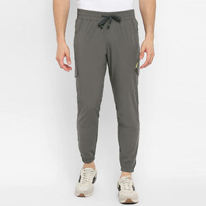 Pantalones de lona casuales de peso medio para hombre, personalizados al por mayor, con logo impreso, tipo cargo, con cordón de ajuste, teñido con hilo, ecológicos - Product Image 3