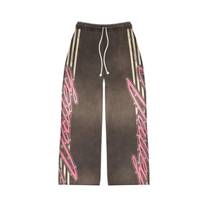 Ensemble de survêtements 2 pièces pour homme, style Y2K, avec sweat à capuche zippé à motif strass et pantalon évasé, marque privée - Product Image 3